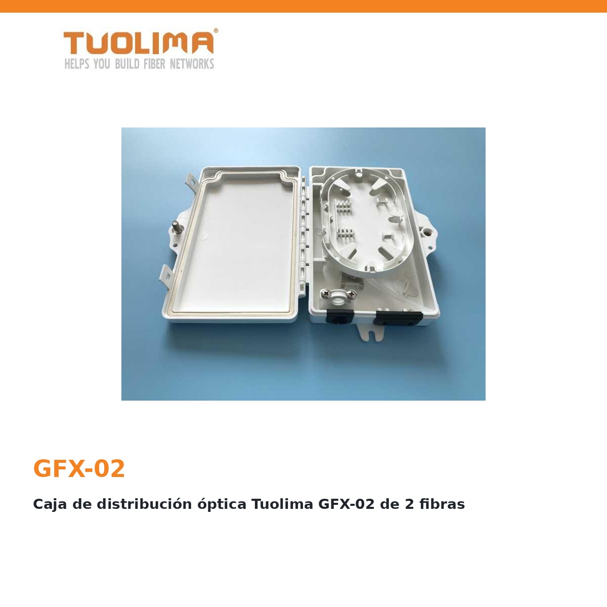 Caja de distribución óptica Tuolima GFX-02 de 2 fibras