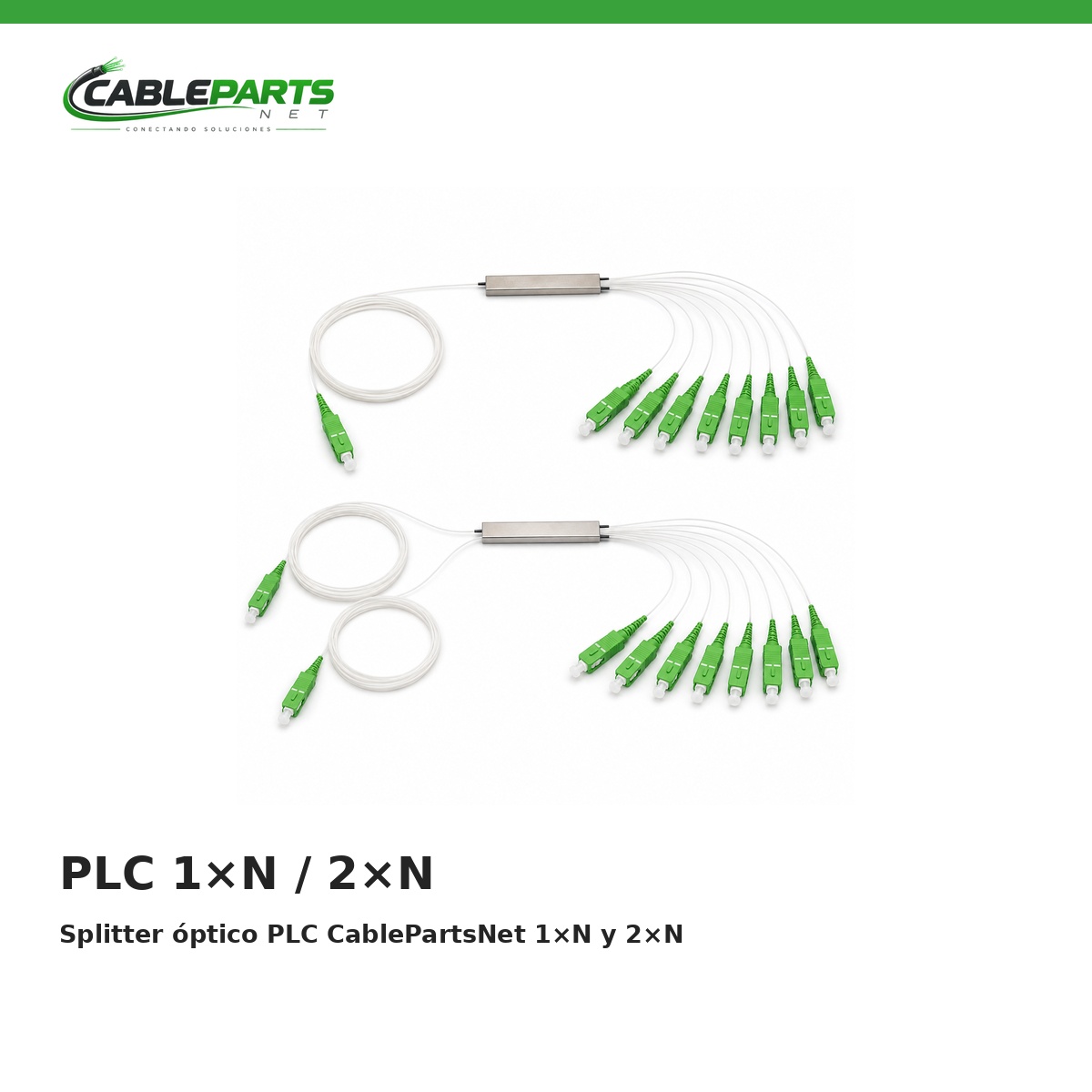 Splitter óptico PLC CablePartsNet 1×N y 2×N