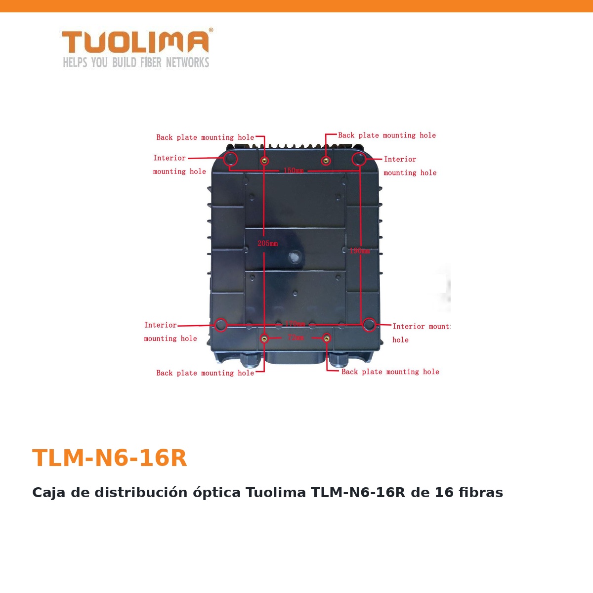 Caja de distribución óptica Tuolima TLM-N6-16R de 16 fibras