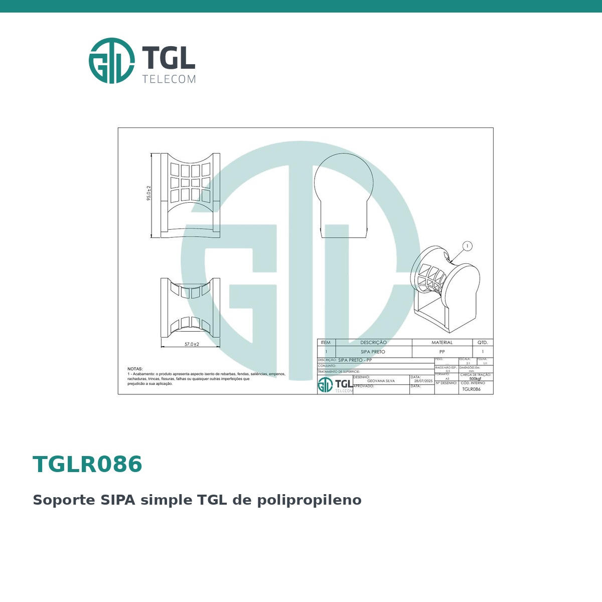 Soporte SIPA simple TGL de polipropileno